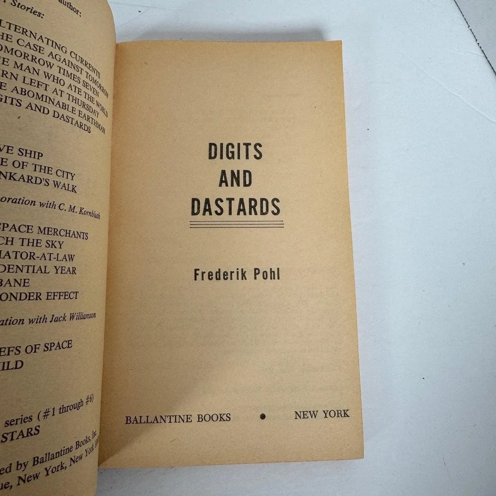 Digits & Dastards Frederik Pohl 1966 First Edition Sci-Fi Ballantine Books